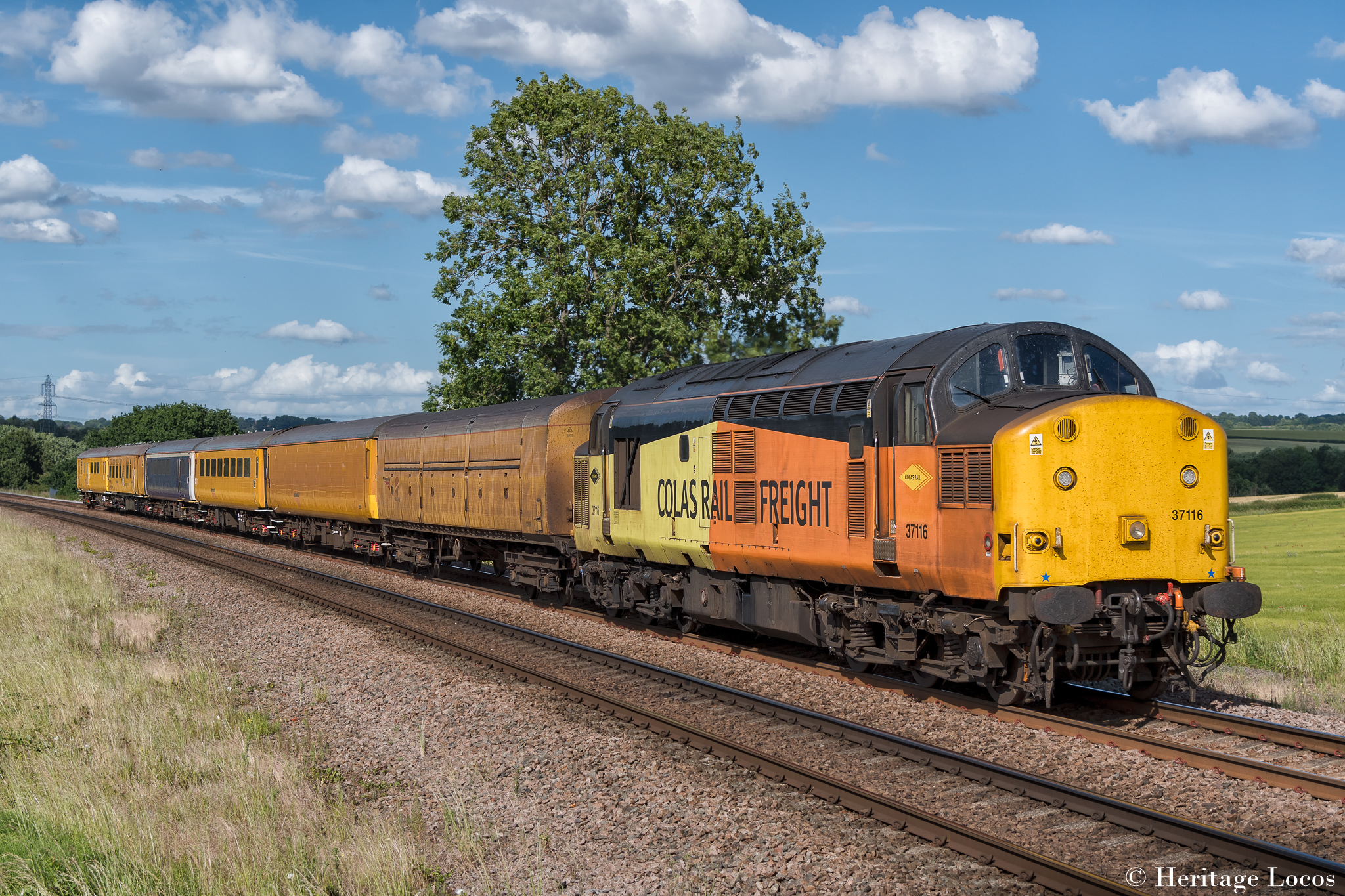 37116 leads the 3Z01 1025 Slateford Depot to Derby RTC Serco through Slitting Mills. DBSO 9714 is on the rear