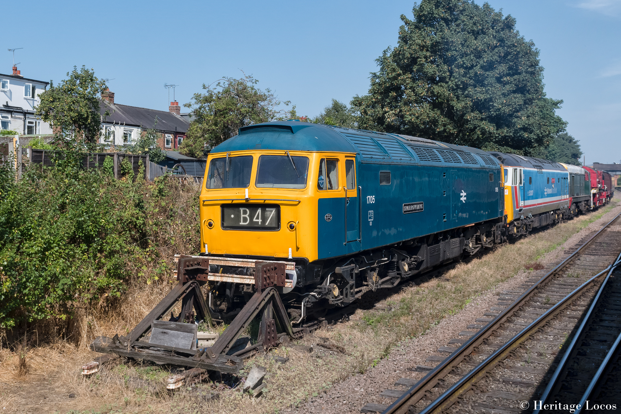 lass 47 - 1705 Sparrowhawk sat in the sidings at Loughborough on the Great Central Railway.