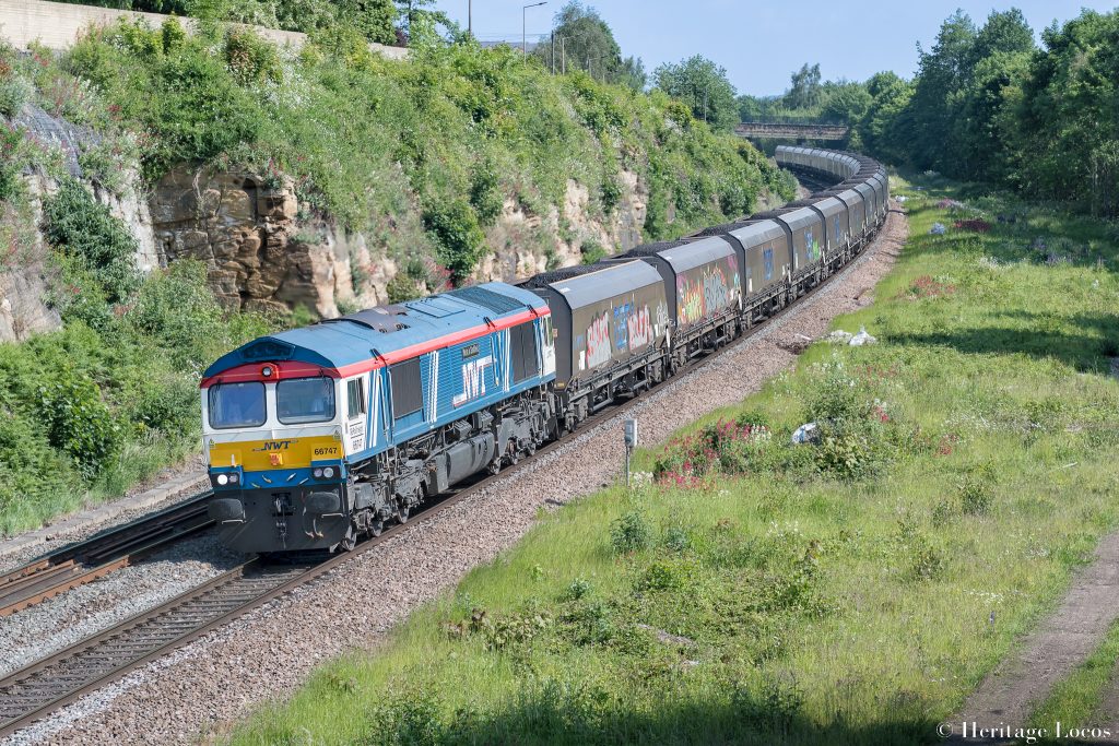 Class 66 - 66747 Made in Sheffield passes Kilnhurst near Rotherham on the 6M61 Immingham to Radcliffe coal train.