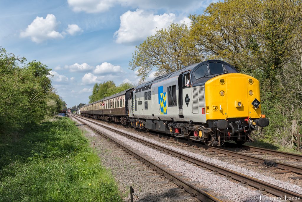 37714 Cardiff Canton leaves Quorn and Woodhouse on the 2A31 14:45 Loughborough to Leicester North. GCR Spring Diesel Gala 2022
