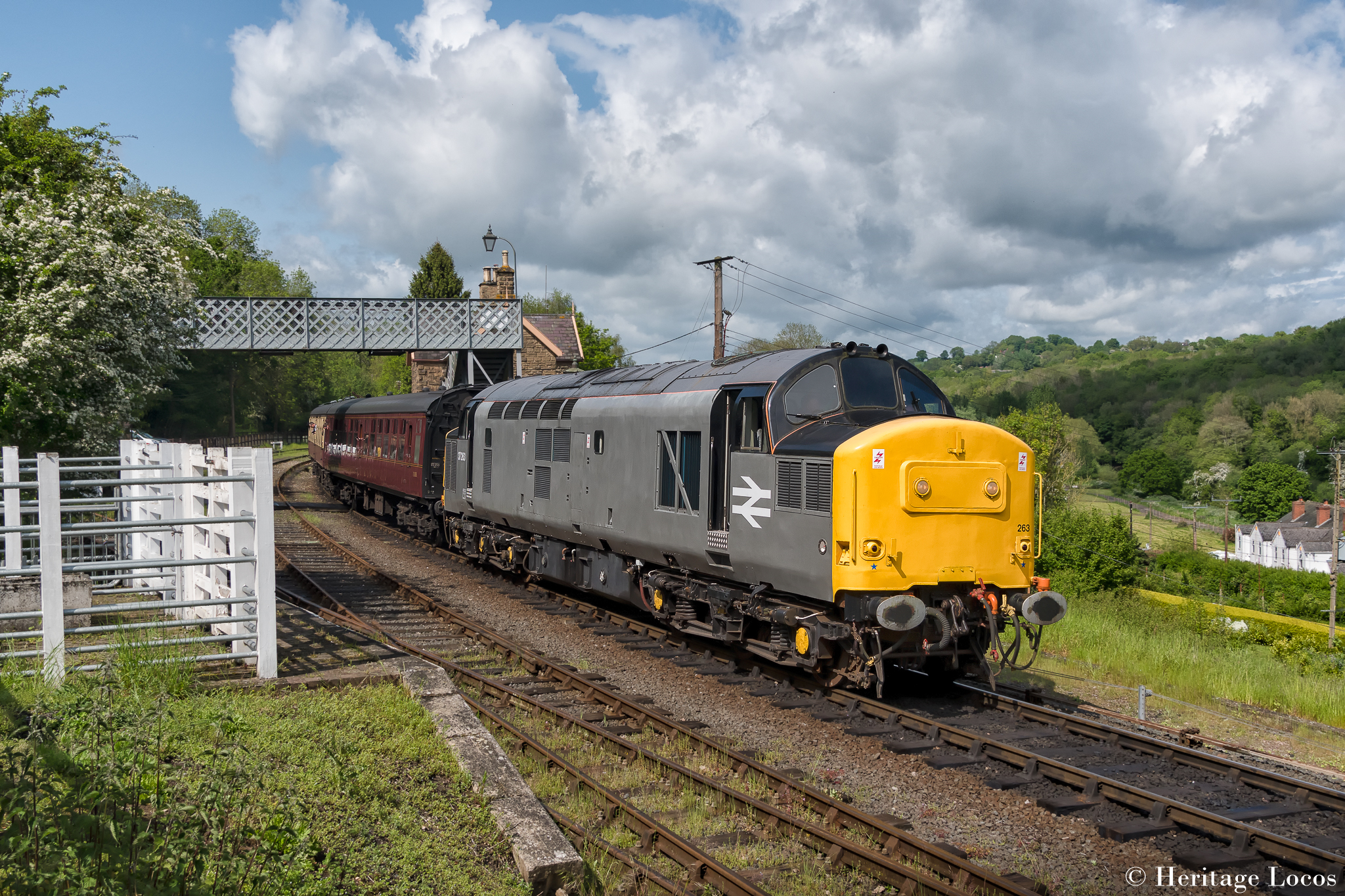 37263 awaits the road at Highley on the 14:30 Bridgnorth to Kidderminster. 